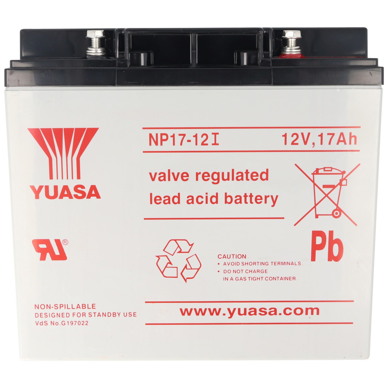 Yuasa NP17-12I mit M5 Schraubanschluss am Plus- und Minuspol