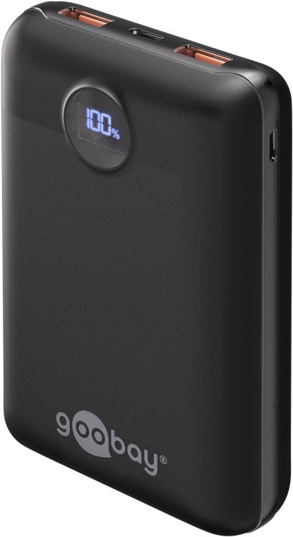Powerbank 20.000mAh, PD und QC kompatibel, mit digitaler LED-Anzeige, inkl. Ladekabel