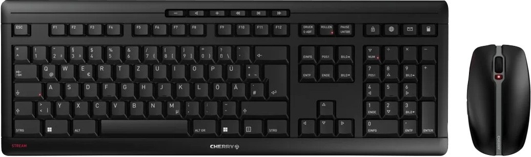 Cherry Tastatur-Maus Set STREAM Desktop Recharge, Wireless, schwarz DE, Optisch, 2400 dpi, Retail