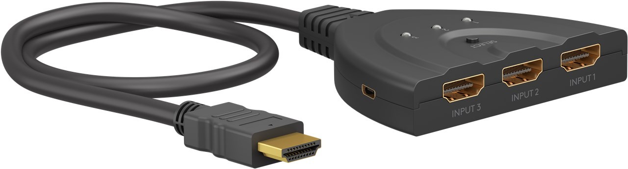 Goobay HDMI™-Umschaltbox 3 auf 1 (4K @ 60 Hz) - zum Umschalten zwischen 3x HDMI™-Geräten angeschlossen an 1x HDMI™-Display