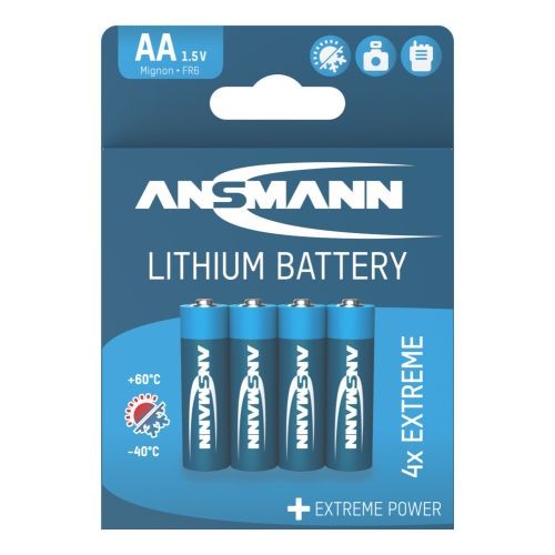 Ansmann Lithium Batterie Mignon, AA, Lithium Extreme, 4er Blister