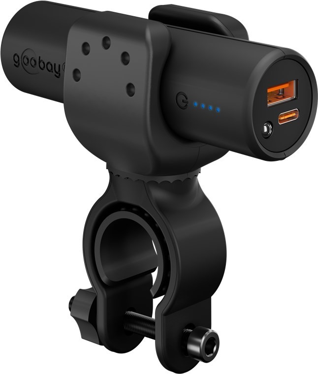 Bike-Powerbank mit 5000mAh, mobile Powerbank ideal zur Montage am Rahmen, mit USB-A und USB-C-Anschluss