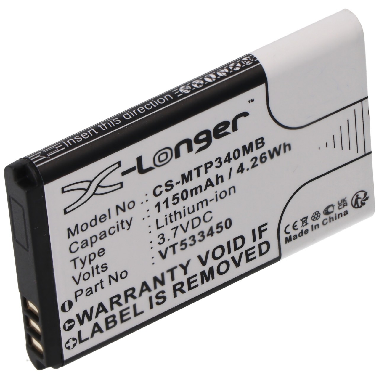 Akku passend für Babyphone Motorola Ease 34, Ease 35, Ease 44, ersetzt den Motorola VT533450 Akku, 3,7V 1150mAh