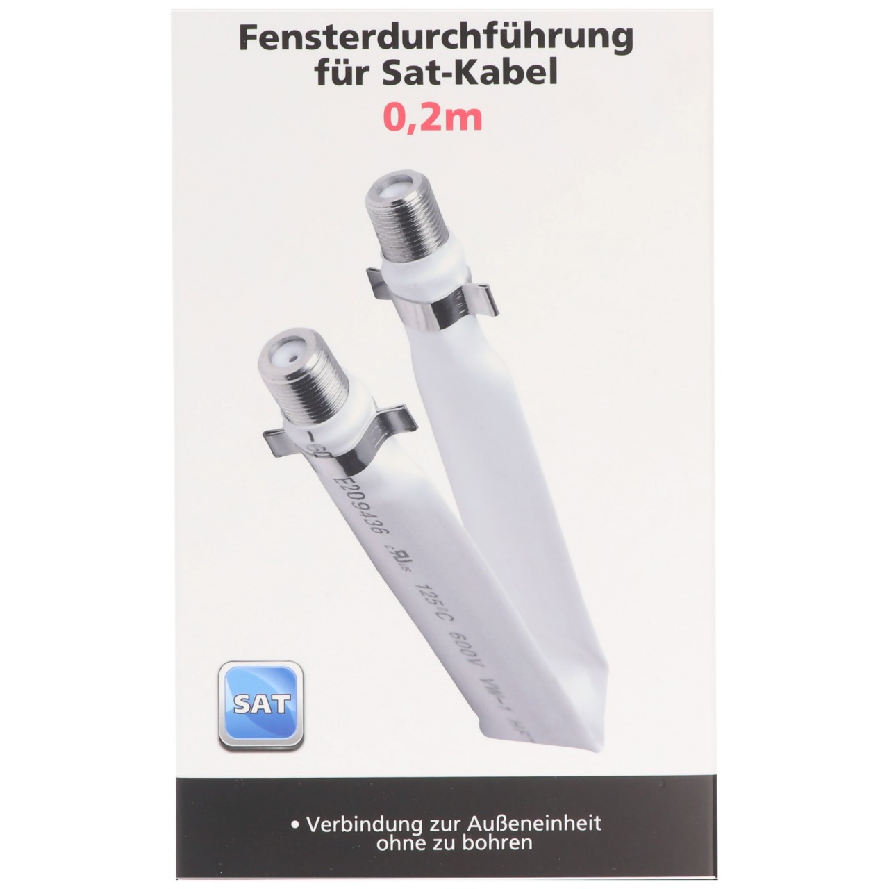 Fensterdurchführung 20cm weiß SAT-Kabel für den TV, Radio Empfang