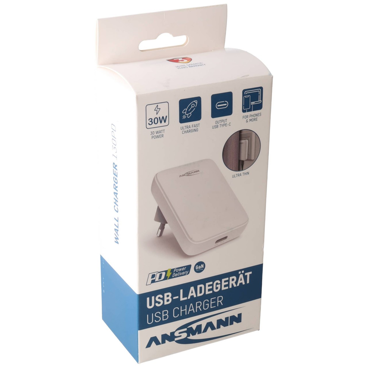 USB-C Wall Charger 130PD – 30 W USB-C Netzteil mit Power Delivery - Weiß
