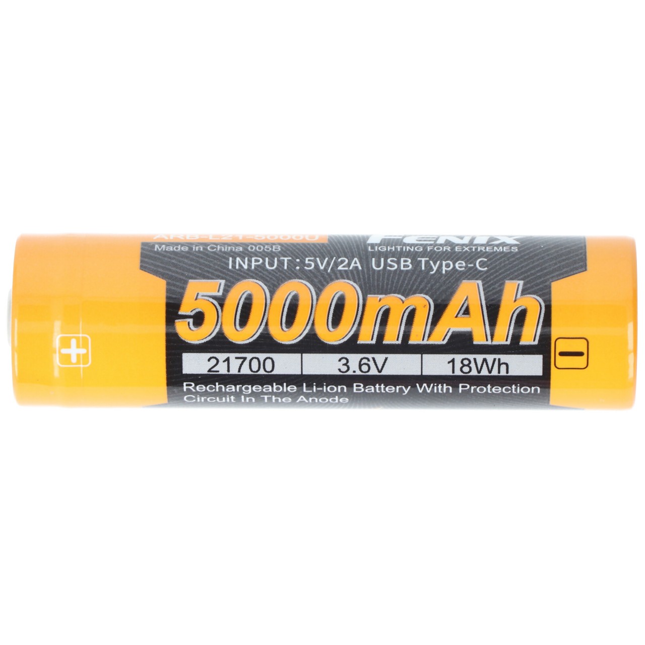21700 USB Li-ion Akku Fenix ARE-L21-5000U 21700 Abmessungen 76x21,5mm, max. 8A