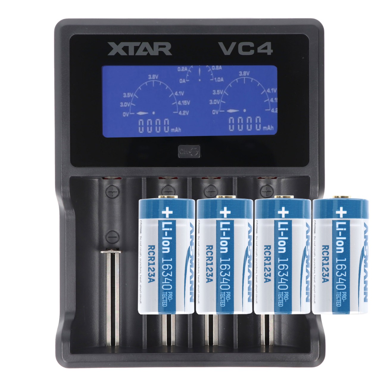 Schnell-Ladegerät und 4 Stück Akku für Netgear Arlo drahtlose HD Überwachungskamera VMC3030, VMK3200, VMS3330, 3430, 3530