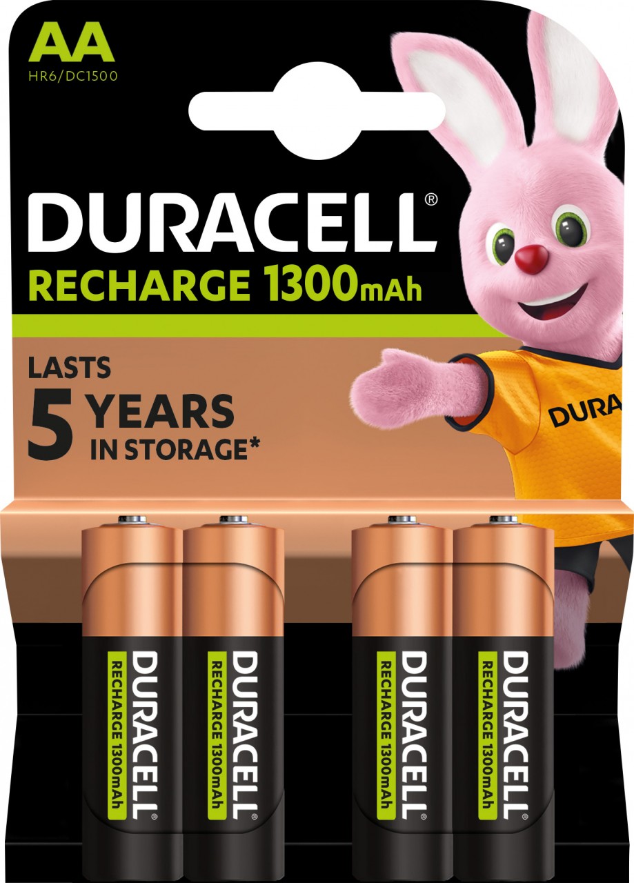 Duracell Akku NiMH, Mignon, AA, HR06, 1.2V/1300mAh Rechargeable, Pre-charged, Retail Blister (4-Pack)