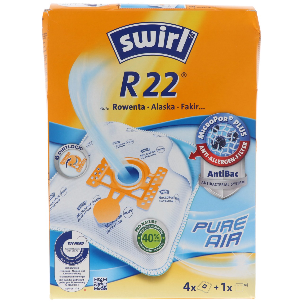 Swirl Staubsaugerbeutel R22 (F89/Y103) MicroPor Plus für Rowenta, Alaska und Fakir Staubsauger