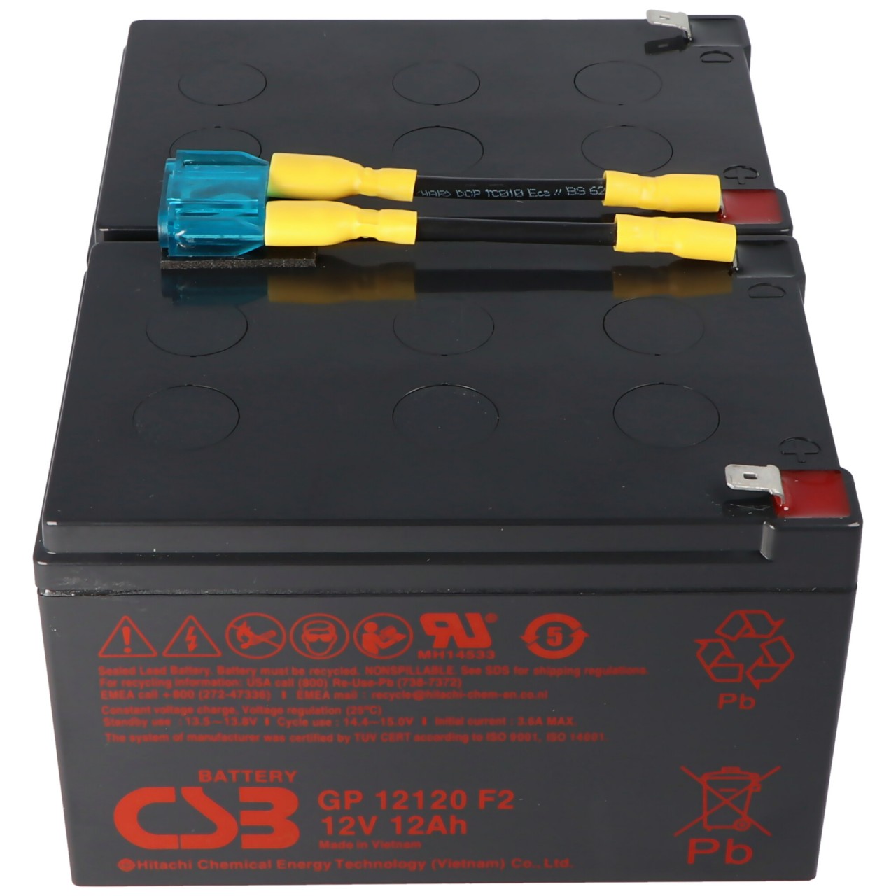 Akku passend für APC Ersatzbatterie Nr. 6 APC-RBC6, CSB SCD6 Ersatzbatterie vormontiert mit Kabel und Stecker