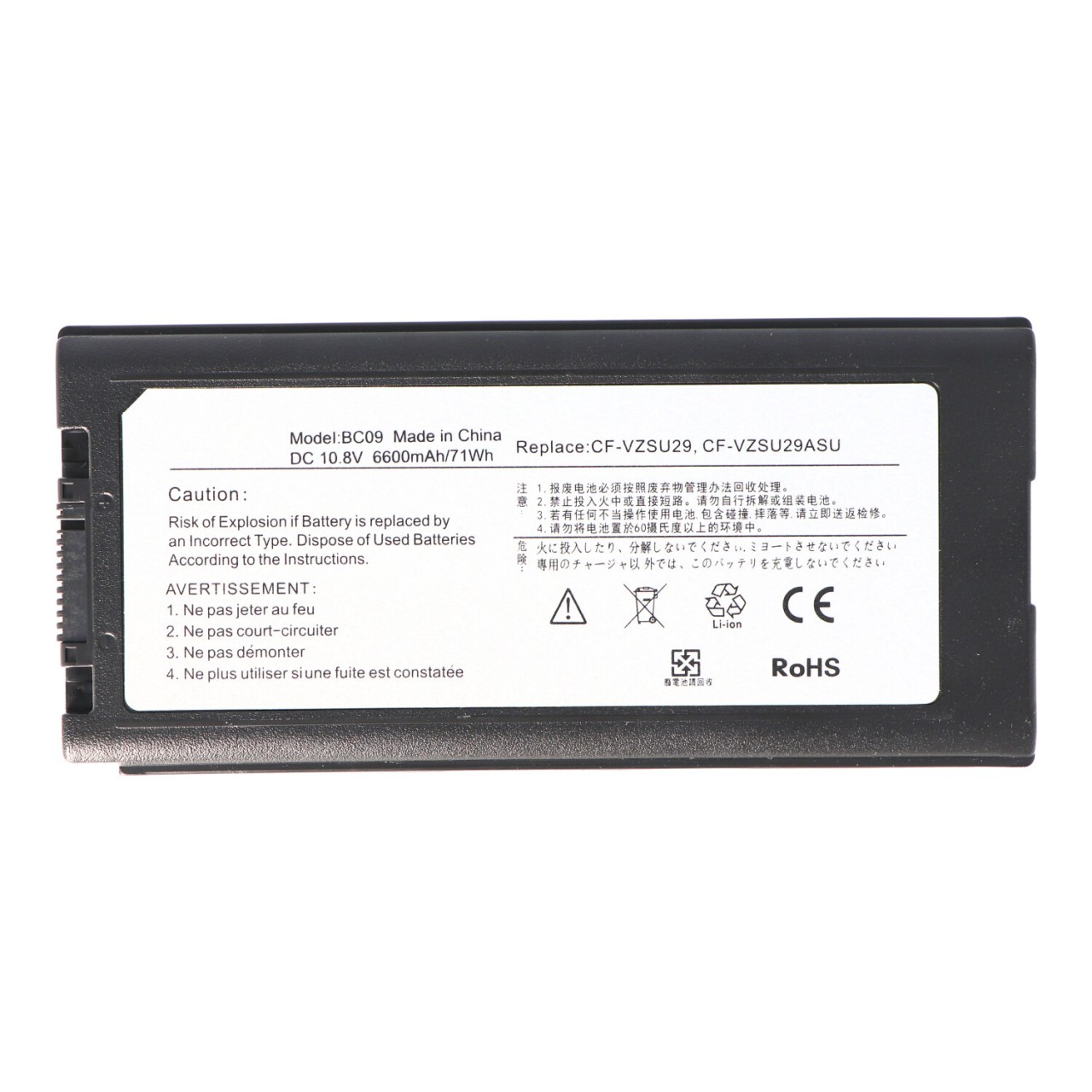 Akku passend für Panasonic CF-29 Akku, CF-29A, CF-29E, CF-51, CF-52, 10,8 Volt, 6600mAh