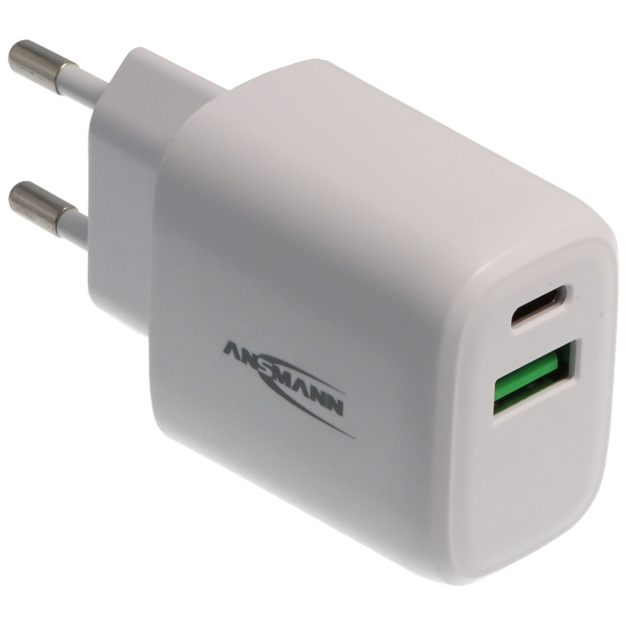 Ansmann USB-Ladegerät HC218PD, USB-A und USB-C Ladeport, 20W, weiß