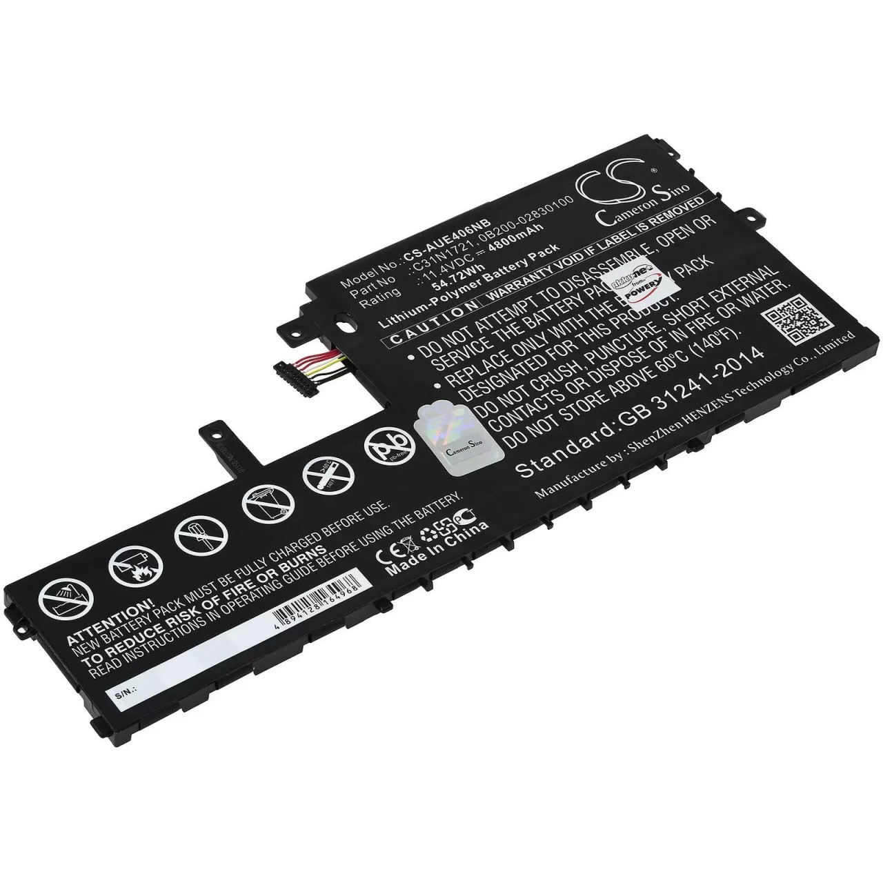 Akku passend für Laptop Asus VivoBook E406MA-EK072TS, Typ C31N1721 u.a. - 11,4V - 4800 mAh