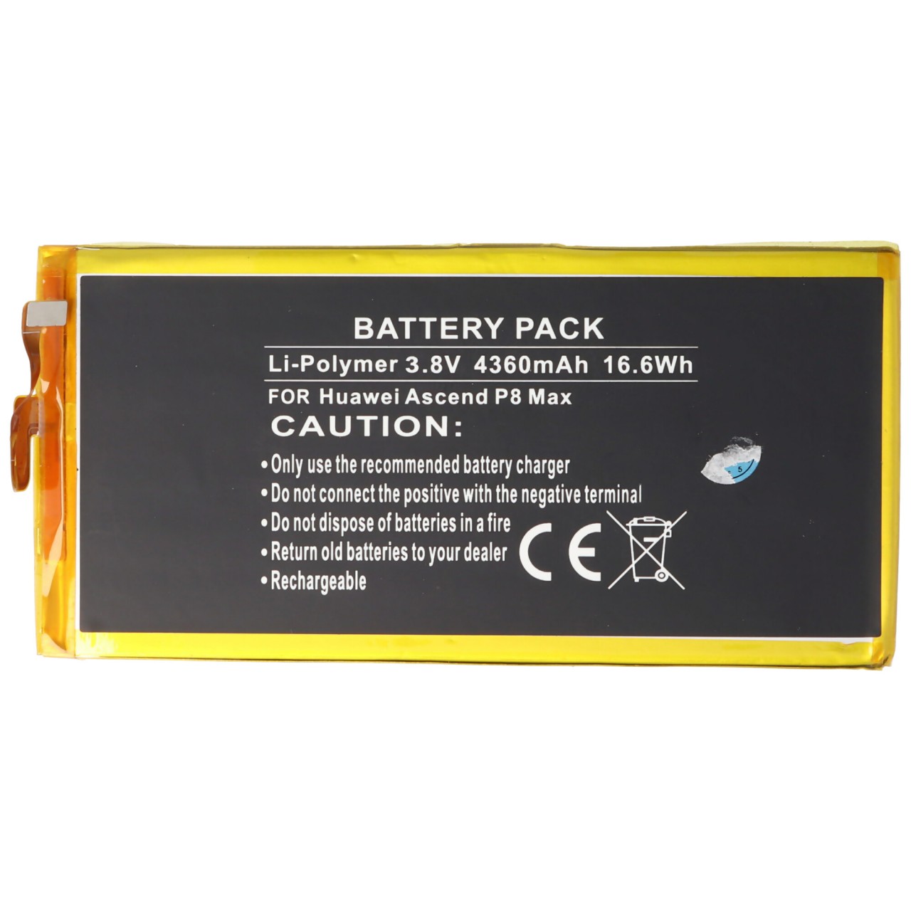 Akku passend für Huawei Ascend P8 Max Li-Polymer 3,8V 4360mAh 16,6Wh built-in ohne Werkzeug