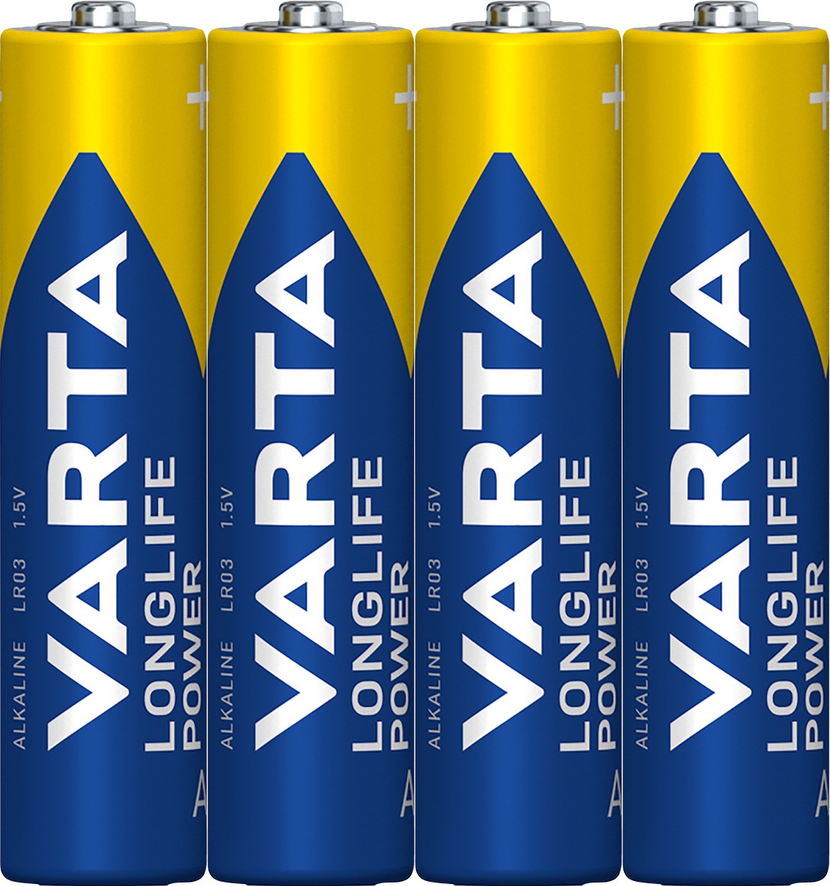 Varta Batterie Alkaline, Micro, AAA, LR03, 1.5V Longlife Power, Shrinkwrap (4-Pack)
