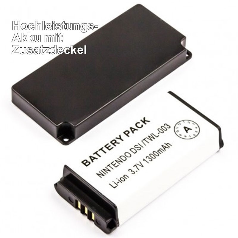 AccuCell Akku passend für Nintendo DSi, BOAMK01, TWL-003 mit zusätzlichem Deckel