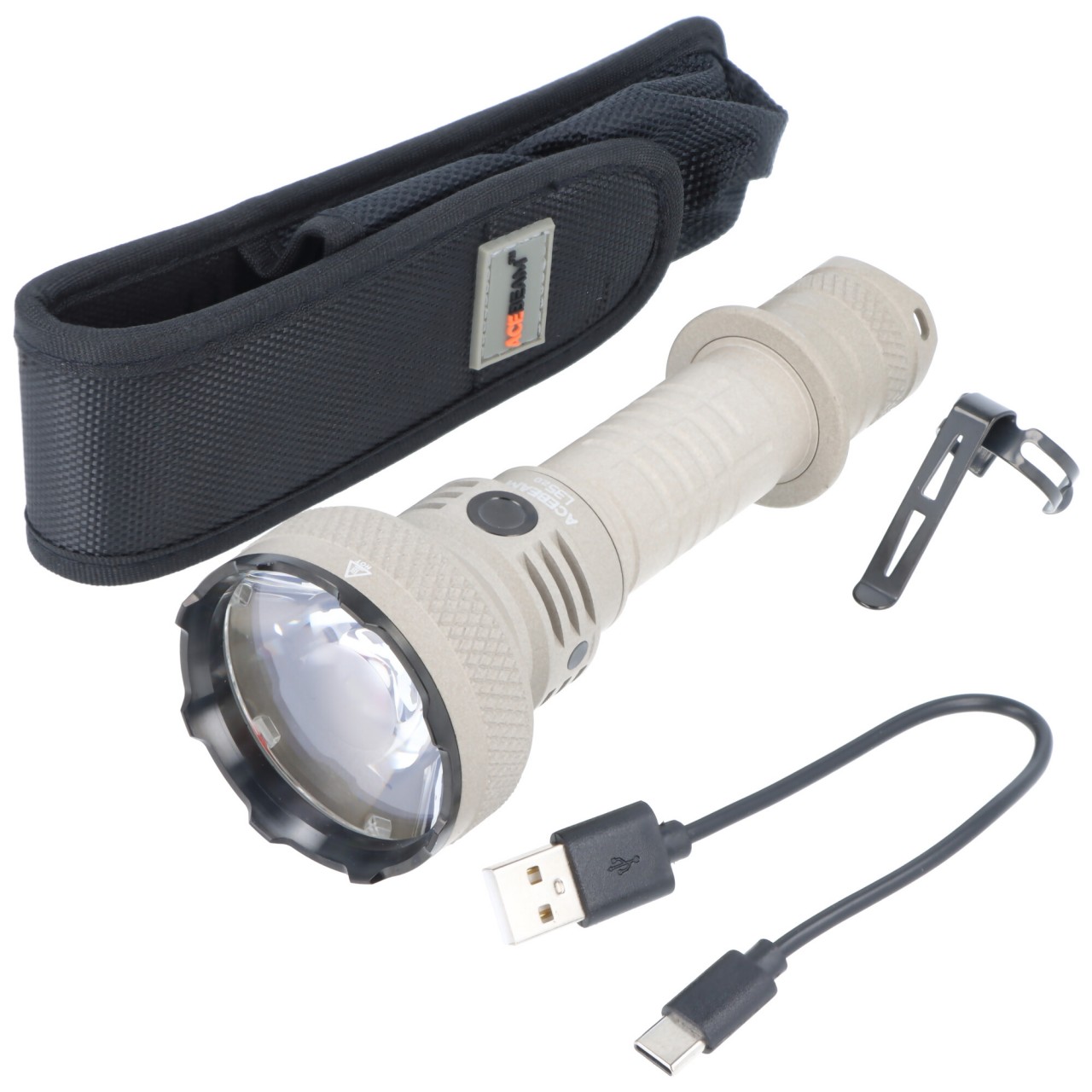 AceBeam L35 2.0 LED-Taschenlampe mit max 5.000 Lumen und bis zu 650 Meter, weiß, ohne Akku, mit Aufbewahrungstasche für Zubehör