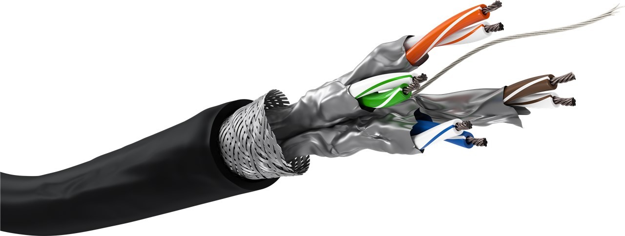 Goobay CAT 6 Outdoor Netzwerkkabel, S/FTP (PiMF), schwarz - Kupferkaschierter Aluminiumleiter (CCA), AWG 26/7 (stranded), Polyethylen-Kabelmantel (PE)