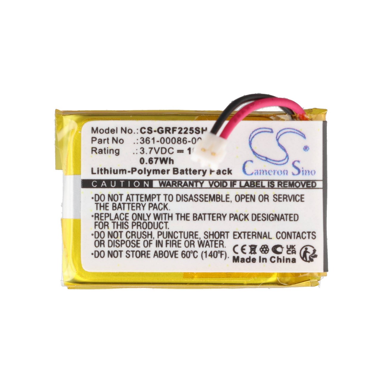 Akku passend für Garmin Vivoactive 4, Forerunner 225, Approach G10, 361-00086-23, 3,7 Volt 180mAh