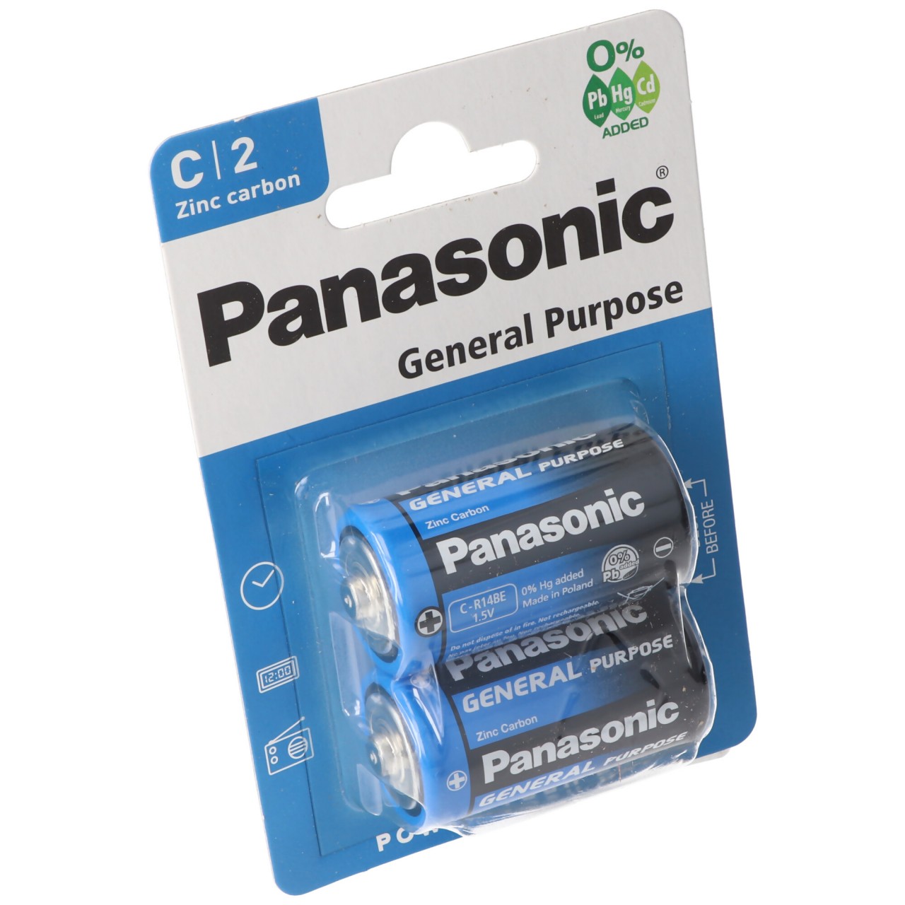 Panasonic R14BE General Purpose Baby C Batterie 2er Blister Zink Kohle