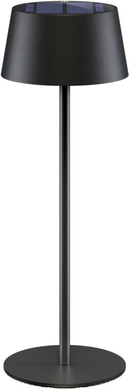 Kabellose LED-Tischleuchte mit Solar, mit Touch-Steuerung, warmweißes Licht, stufenlos dimmbar, schwarz