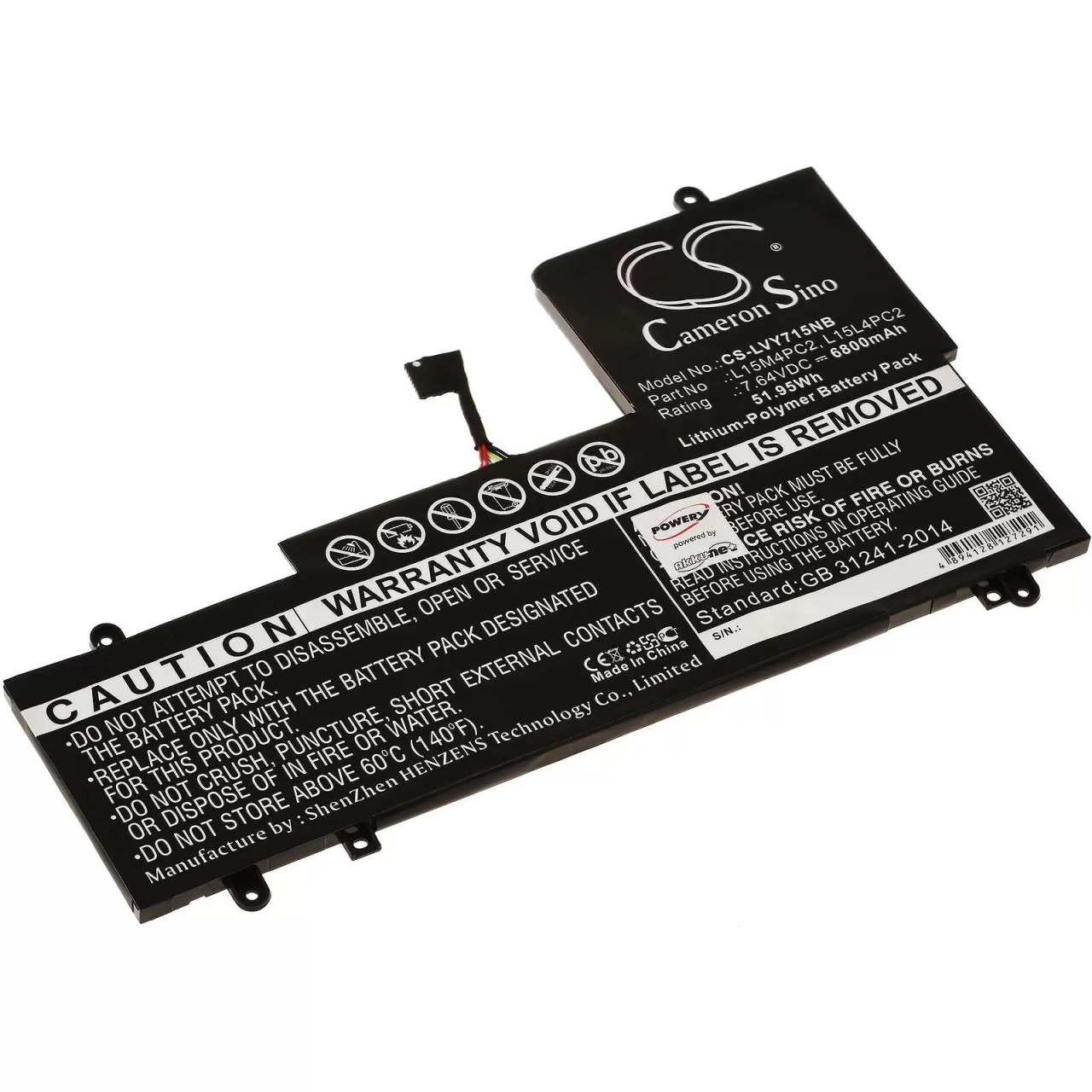 Akku passend für Laptop Lenovo Yoga 710 15', Yoga 710-15ISK, Typ L15M4PC2 u.a. - 7,64V - 6800 mAh
