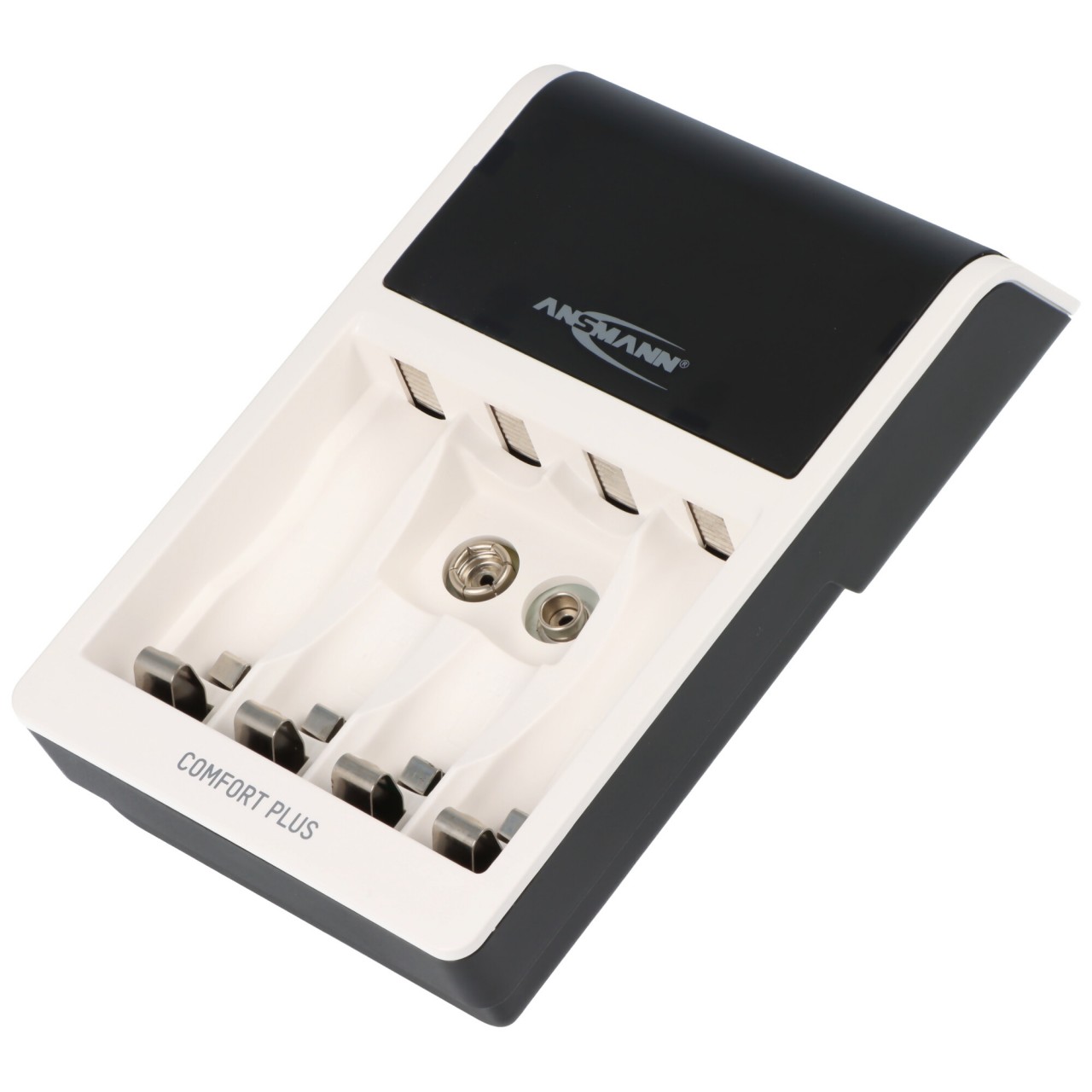 Ansmann Schnell-Ladegerät Comfort Plus für 1-4 NiMH Micro AAA, Mignon AA Akkus, NiMH 9V E-Block