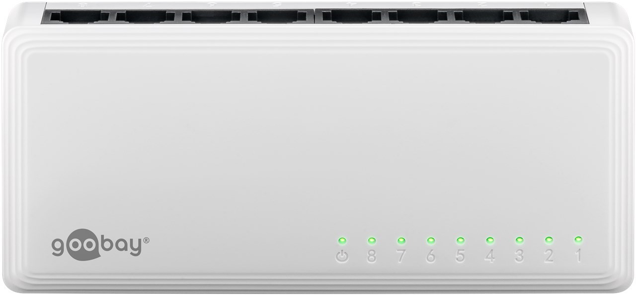 Goobay 8-Port Gigabit Ethernet Netzwerk-Switch - 8x RJ45-Buchsen, Autonegotiation, 1000 Mbit/s