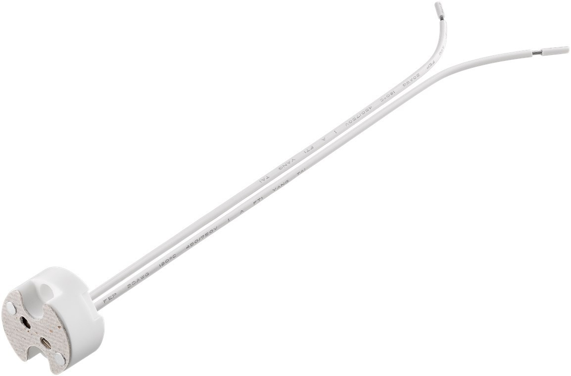 Goobay GX5.3 Lampenfassung mit Zwillingslitze - max. 100 W/25 V (DC), 0,15 m Kabel, Keramik