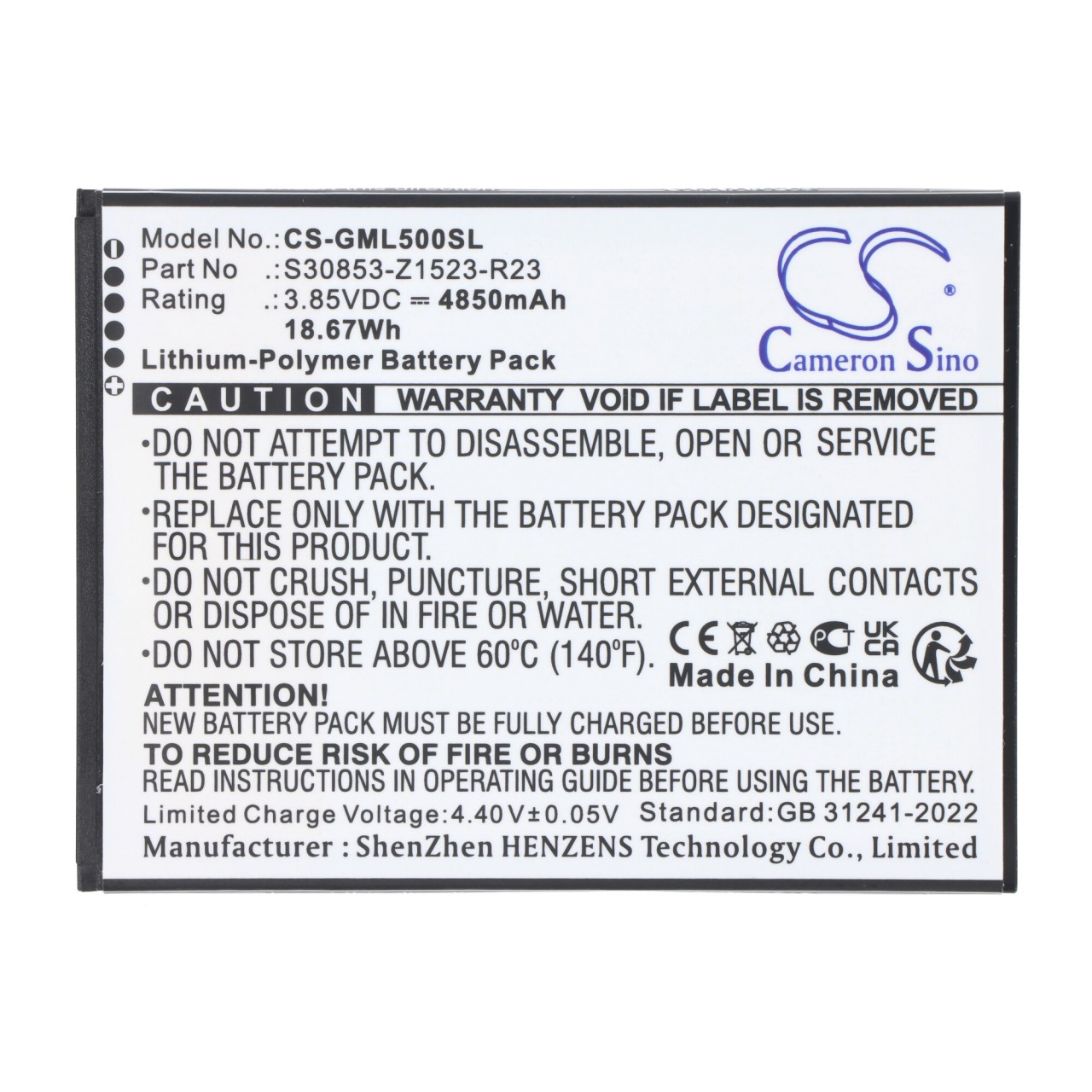 Akku passend für Gigaset GS5, Gigaset GS5 Lite, Gigaset Senior, ersetzt V30145-K1310-X478, 3,85V 4850mAh