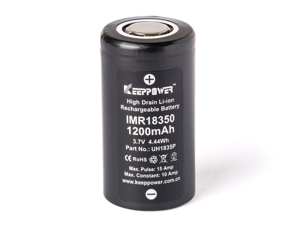 Li-Ion-Akku IMR18350 - 1200mAh 10A, max. 15A, 3,6V - 3,7V, 35x18,3mm