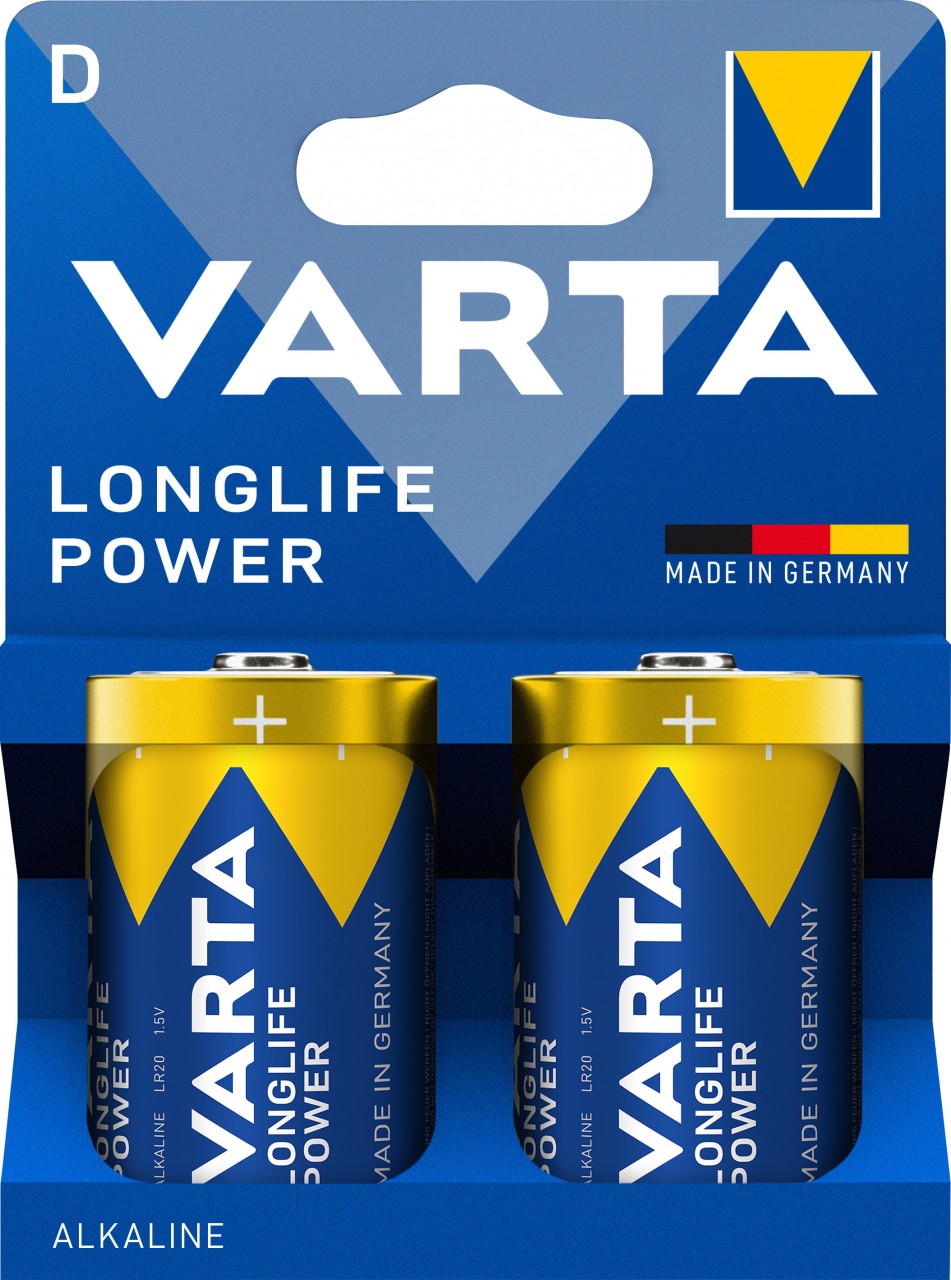 Varta Batterie Alkaline, Mono, D, LR20, 1.5V Longlife Power, Retail Blister (2-Pack)