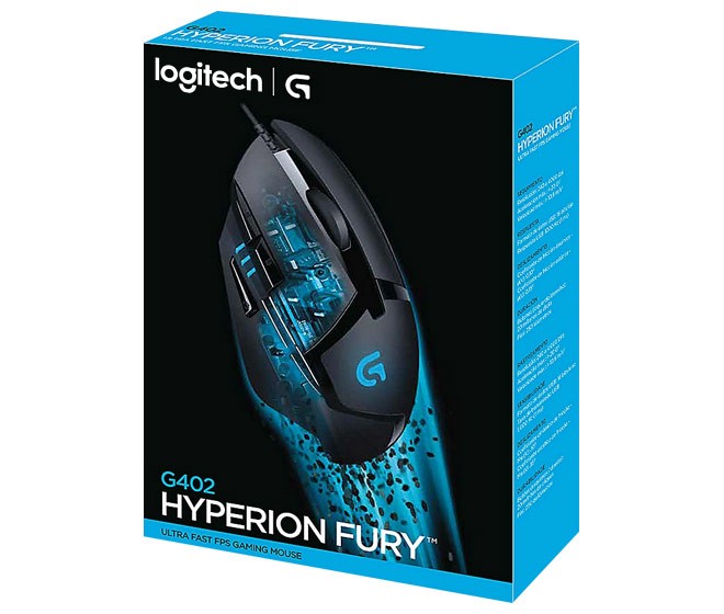 Logitech Gaming Maus G402, Hyperion Fury, USB, schwarz Optisch, 4000 dpi, 8 Tasten, Retail