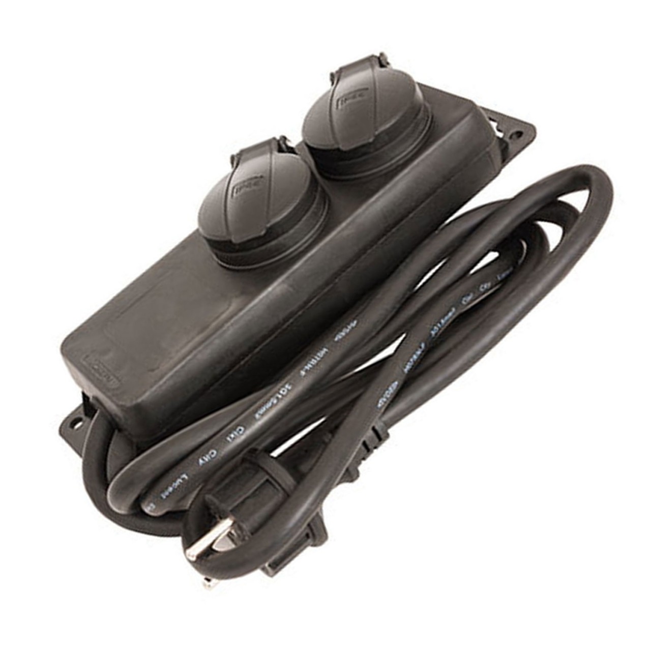 Steckdosenleiste 2-fach Outdoor mit Klappe Farbe schwarz IP44 Querschnitt 1,5mm² für 2x Schukostecker