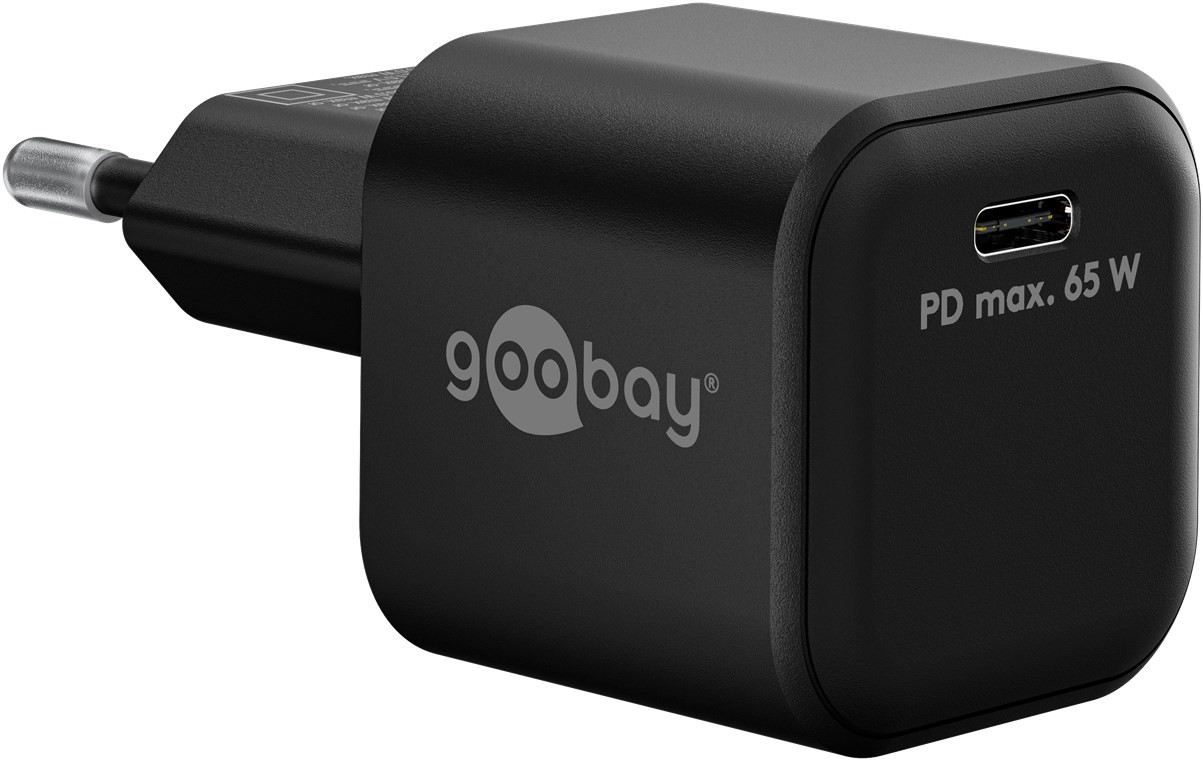 Goobay USB-C™ PD Schnellladegerät Nano (65 W) schwarz - 1x USB-C™-Anschluss (Power Delivery) - schwarz