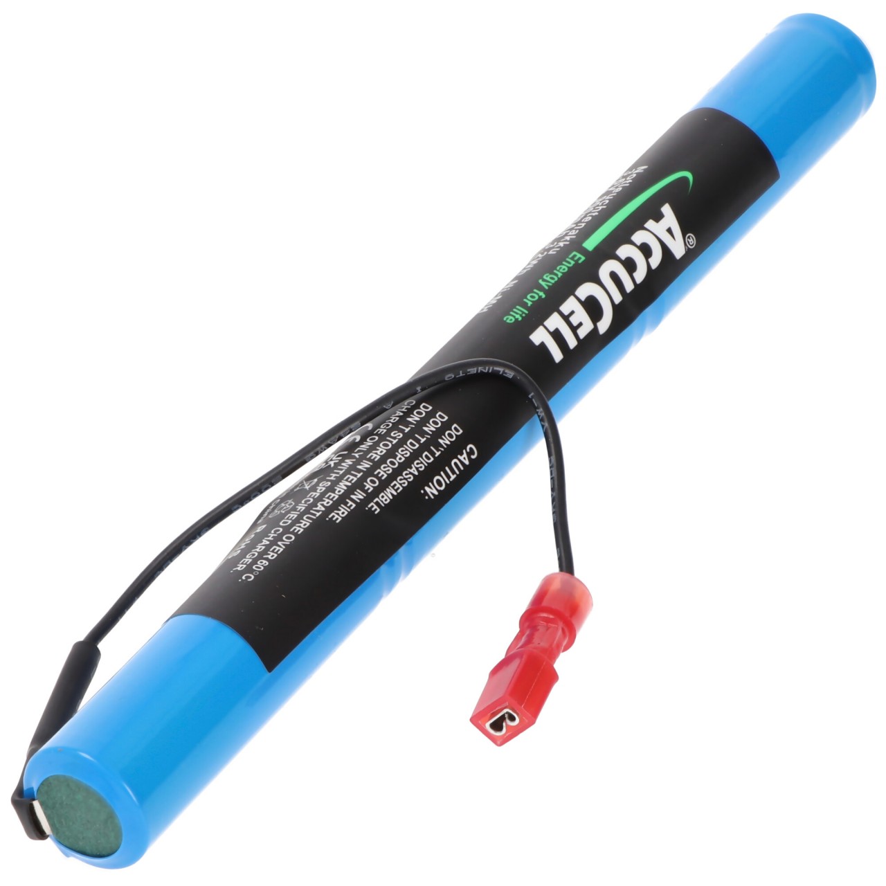 Notleuchtenakku NiCd 3,6V 860mAh L1x3 Mignon AA mit Fastonstecker 2,8mm +Pol und 110mm Kabel und Faston-Buchse 2,8mm -Pol ersetzt Onelux AA09