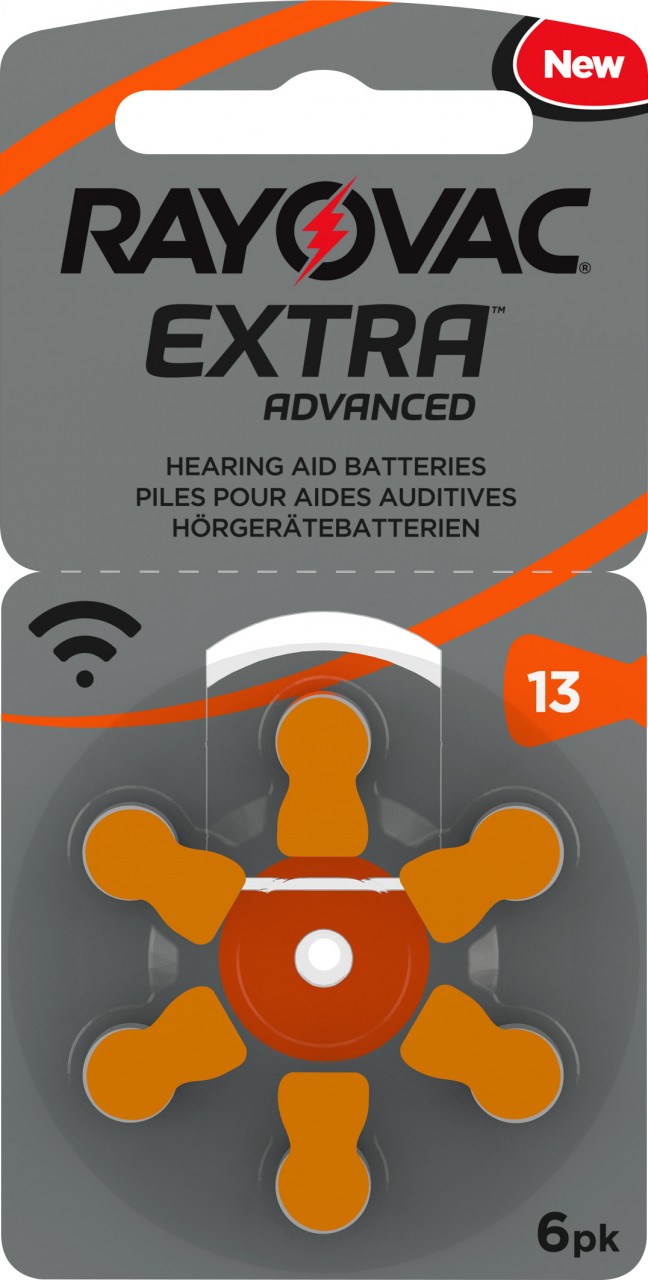 Rayovac Batterie Zinc Air, 13, 1.4V Extra Advanced, Retail Blister (6-Pack) Hörgerätebatterie