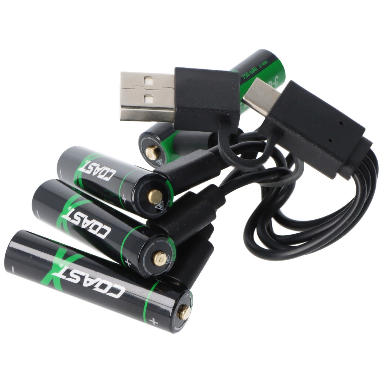 750mAh Micro AAA 1,5V ZITHION-X® Lithium-Ionen Akkus, inkl. 4in1 USB-C Ladekabel