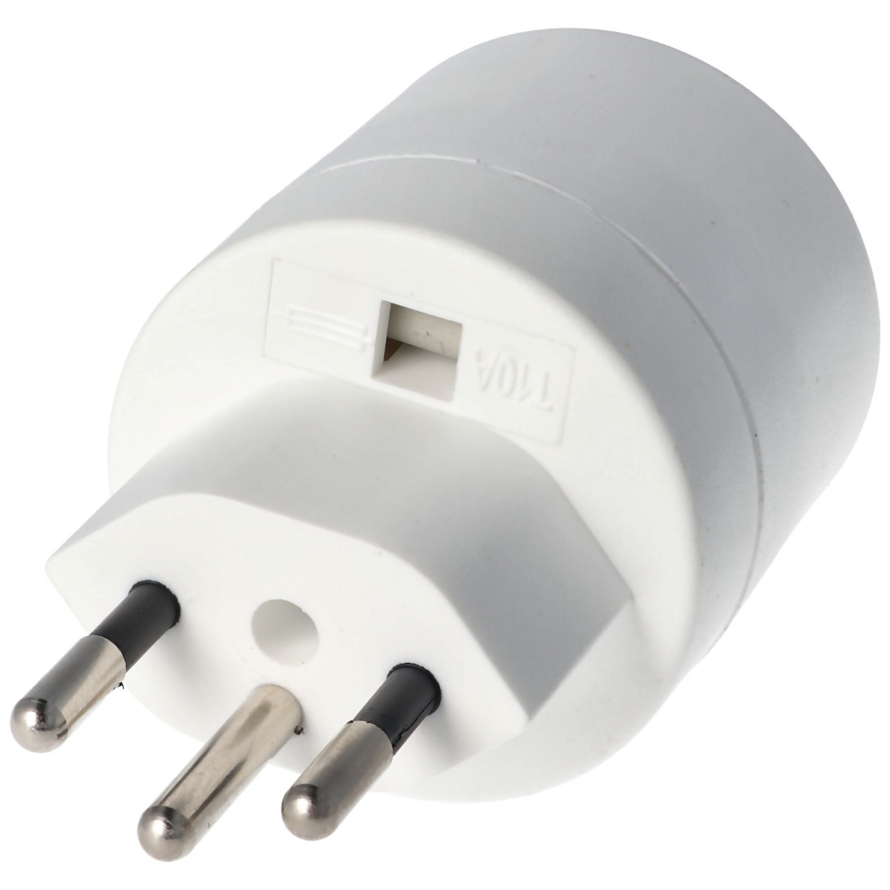 Schweiz-Adapter weiss von Schukokupplung auf schweizer Stecker 230 Volt mit Erdleiter und 10A