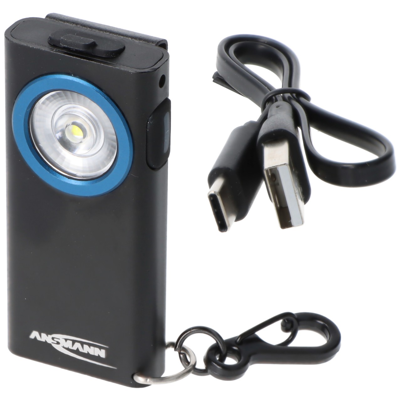 Mini-Leuchte ML400R mit 4 Leuchtfunktionen, Mini-Karabinerhaken, Clip und Magnet, wiederaufladbar per USB-C