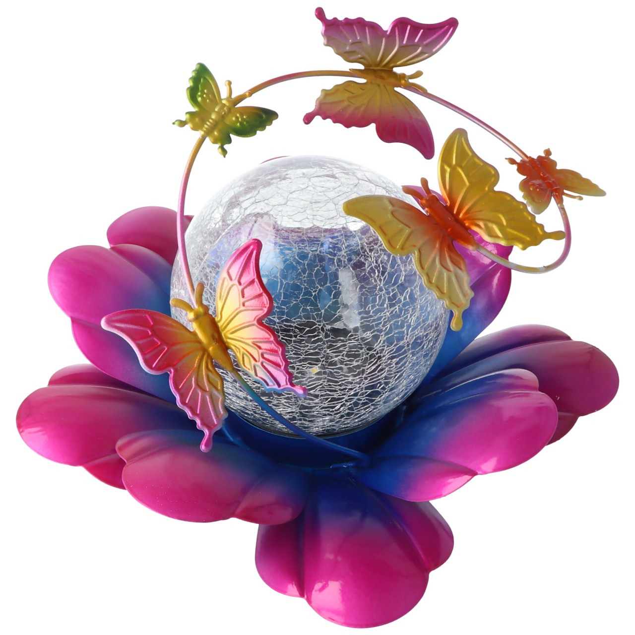 LED SOLAR Blumen Licht BUTTERFLY Pink mit Akku und Solarpanel