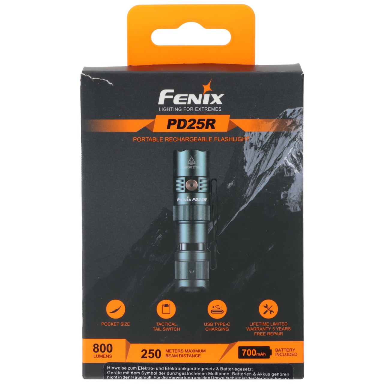 Fenix PD25R LED-Taschenlampe, Limited Edition Sierra Green, Pocket Size, 800 Lumen, inkl. Fenix ARB-L16-700P Akku