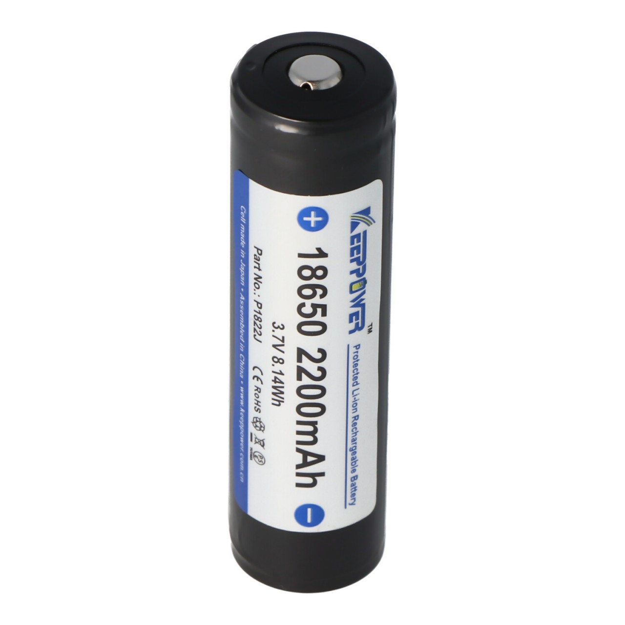 Keeppower 18650 - 2200mAh, 3,7V Li-Ion-Akku geschützt 68,9x18,5mm