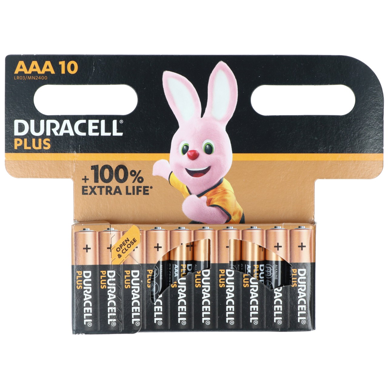 Duracell Batterie Alkaline, Micro, AAA, LR03, 1.5V Plus, Extra Life, Retail Blister (10-Pack)