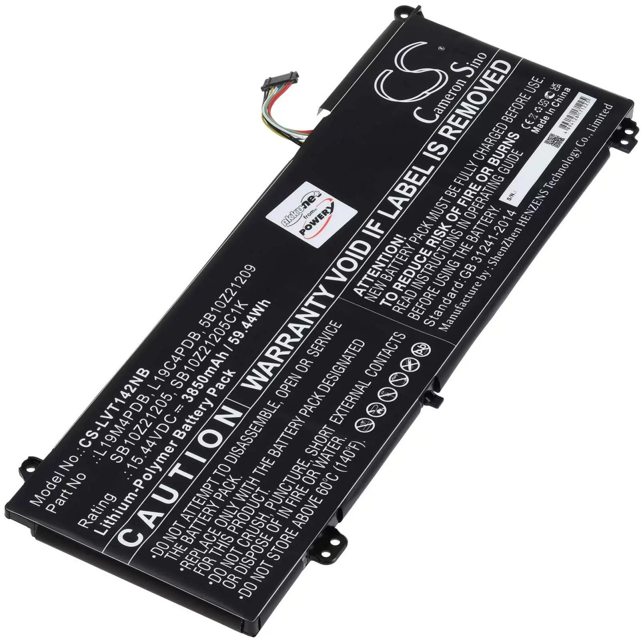 Akku passend für Laptop Lenovo ThinkBook 14s Yoga, Typ L19C4PDB - 15,44V - 3850 mAh
