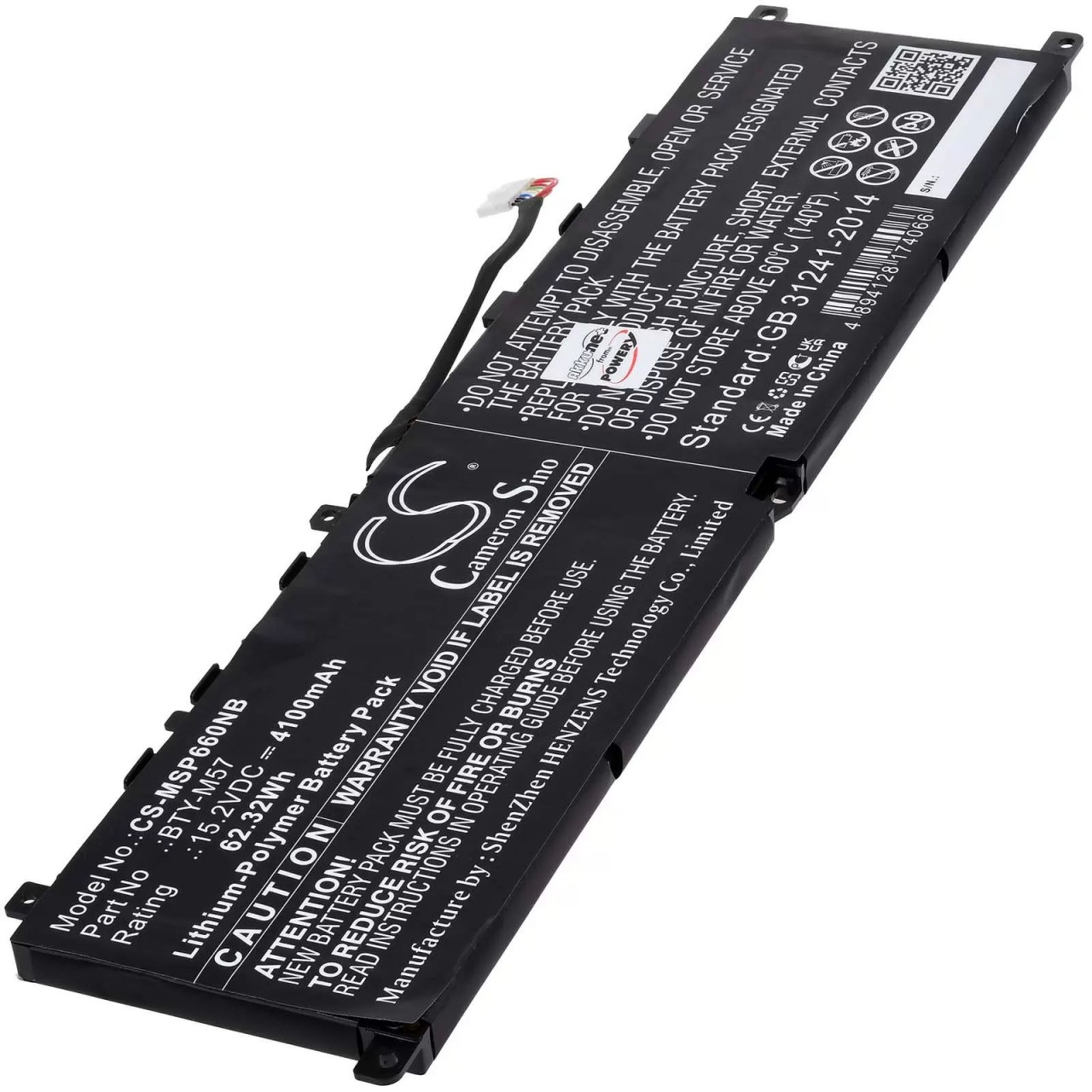 Akku passend für Laptop MSI GP66, GP76, Leopard 10UG, Typ BTY-M57 - 15,2V - 4100 mAh