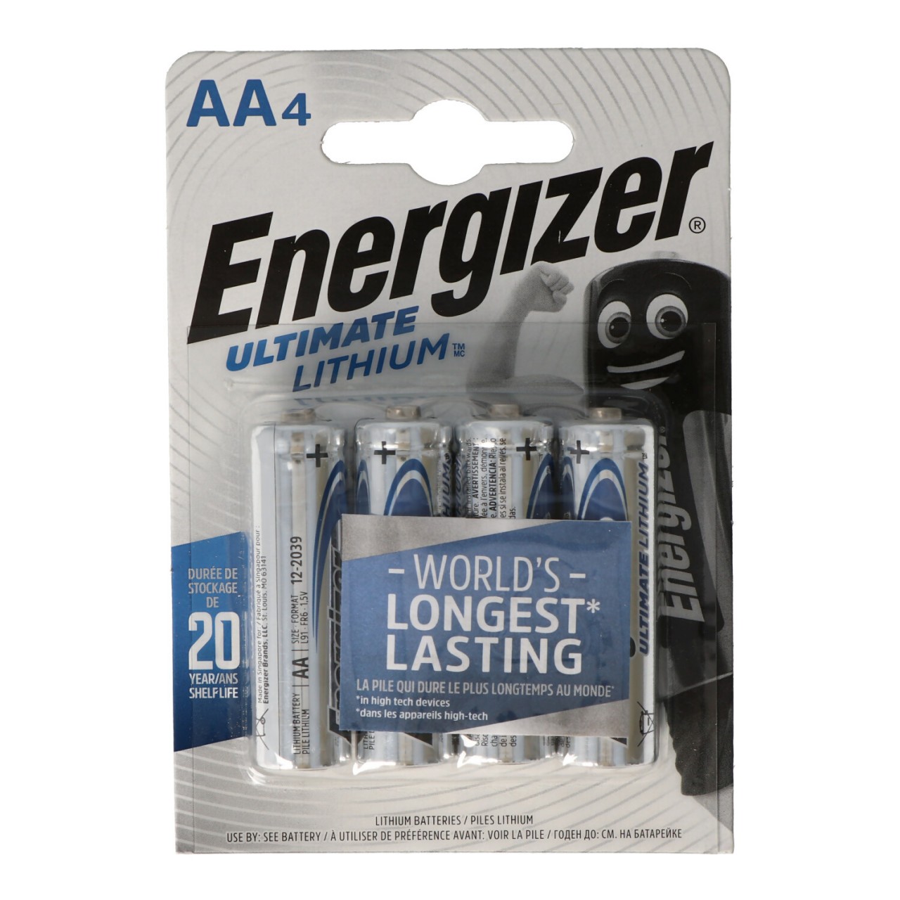 Energizer L91 Lithium Batterie AA 1,5 Volt, 3000mAh 4er Blister MIgnon AA LR6, FR6