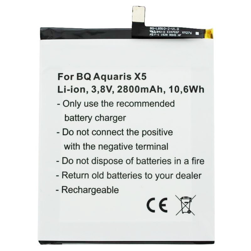 Akku passend für BQ Aquaris X5 Akku 2900 mit 3,8 Volt 2800