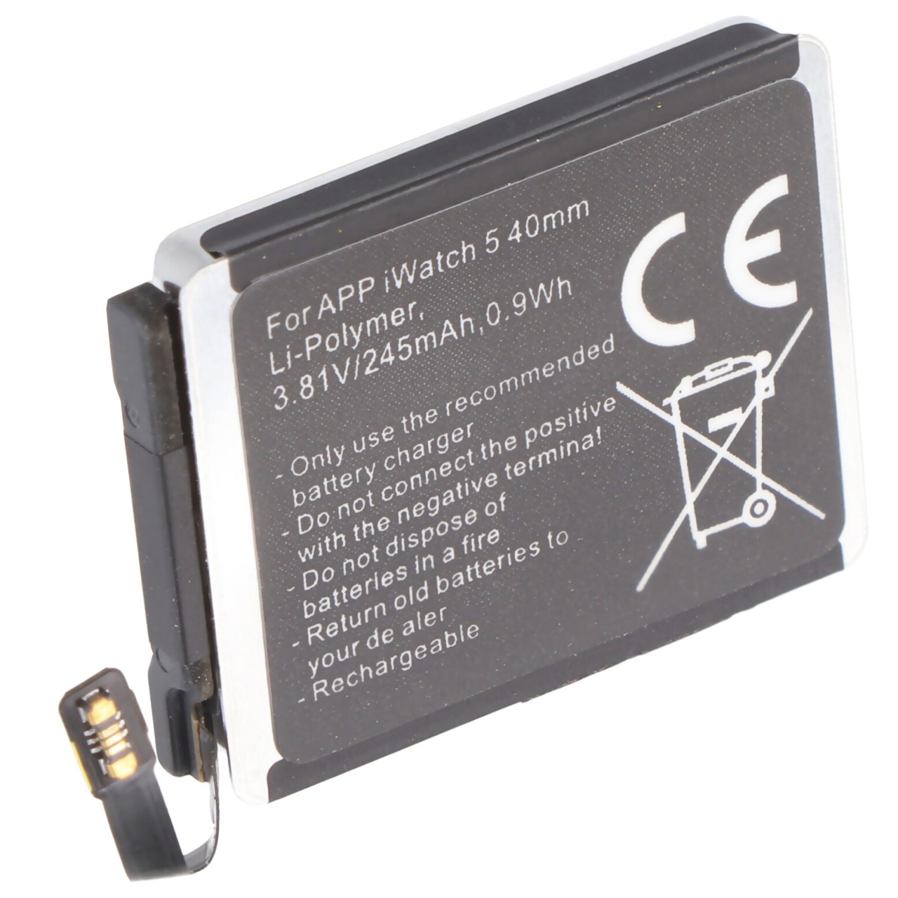 Akku passend für Apple Watch 5 40mm A2277, A2092, MWWP2LLA Li-Polymer 3,81V built-in ohne Werkzeug