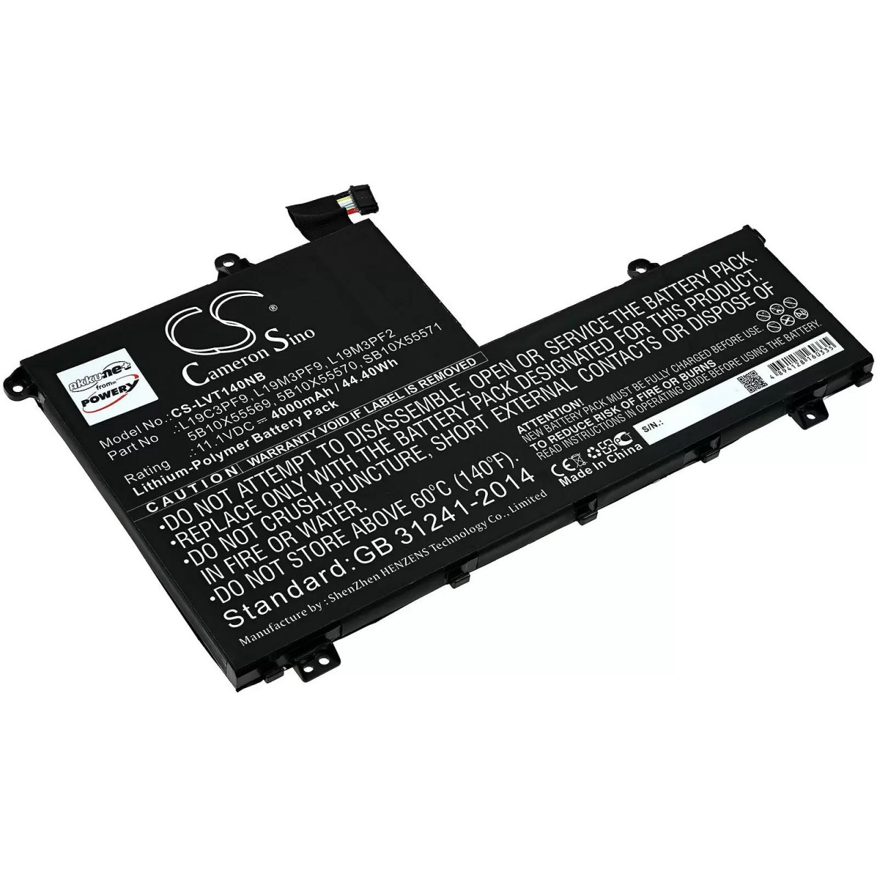 Akku passend für Laptop Lenovo ThinkBook 14-iml, ThinkBook 15-iml, Typ L19C3PF9 u.a. - 11,1V - 4000 mAh